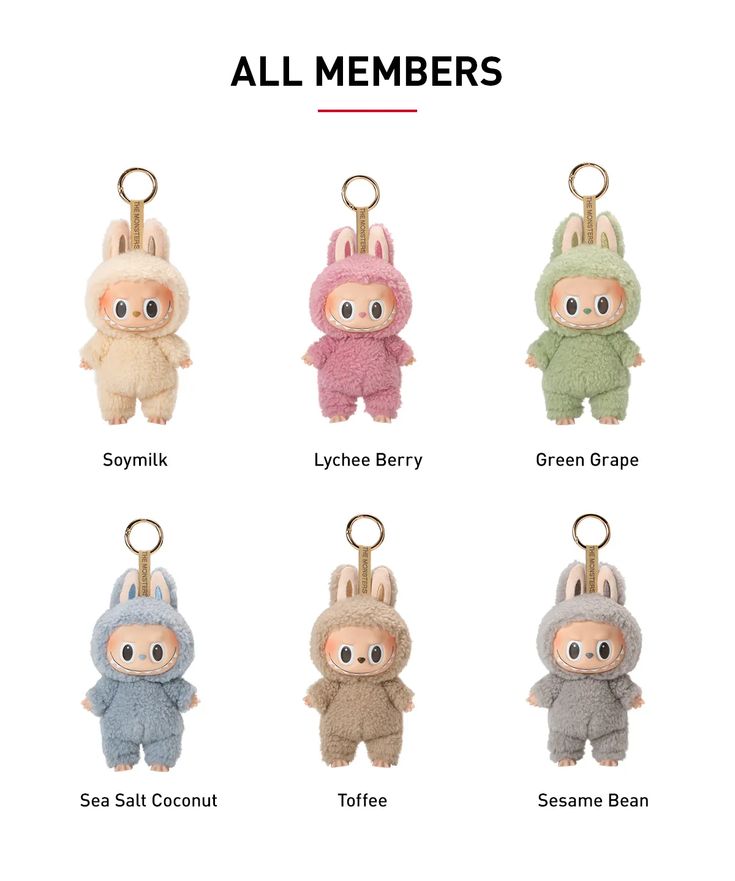 All labubu members image on a white background